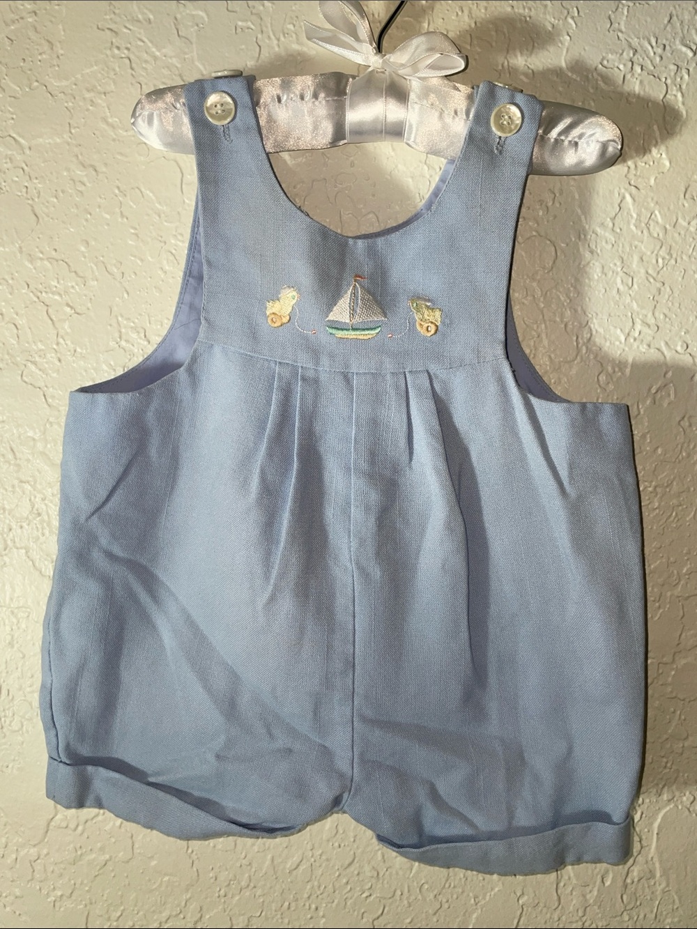 Vintage Light Blue Baby Sailboat Romper